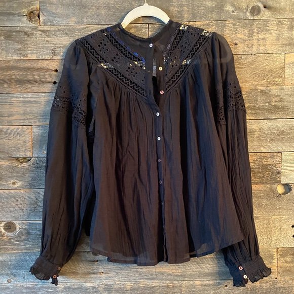 Free People Abigail Victorian Cotton Top S - Picture 9 of 12